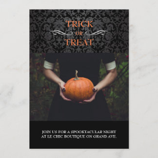 Carte photo d'Halloween Damask noir
