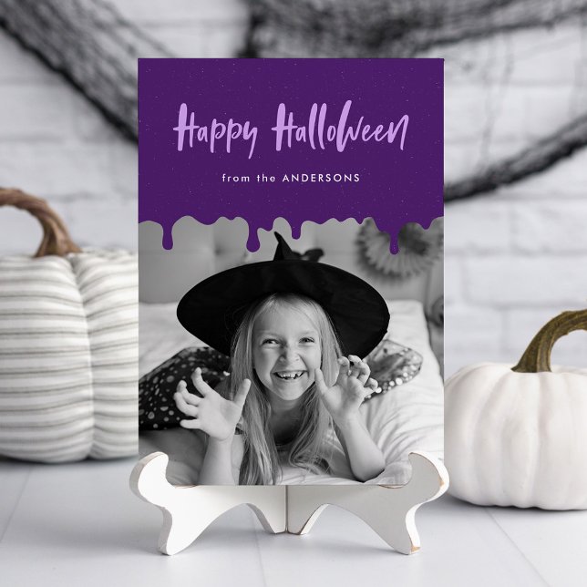 Carte photo d'Halloween pourpre de sang (Créateur téléchargé)