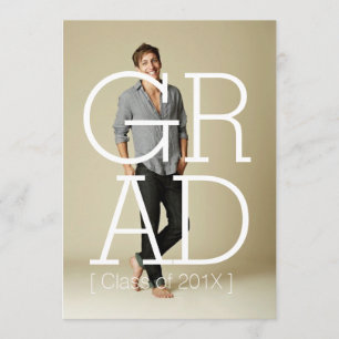 Carte photo d'invitation Gras Moderne Grad Party