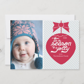 Carte photo d'ornement de Noël rétro