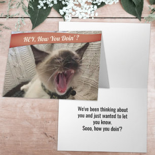 Carte Photo drôle de chat siamois qui hurle 'Comment vas