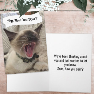 Carte Photo drôle de chat siamois qui hurle 'Comment vas