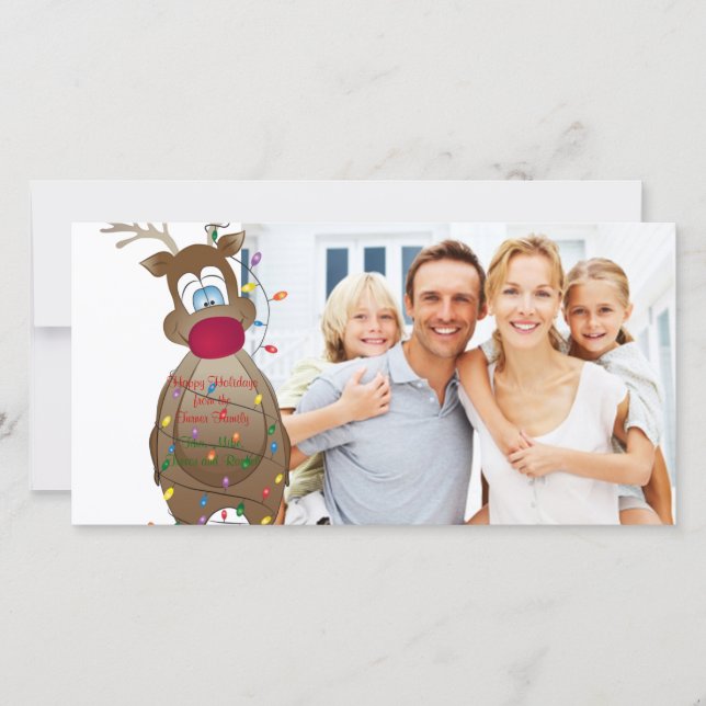 Carte photo drôle de famille de renne de Noël (Devant)