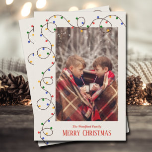 Carte photo du fil de lumière de Noël