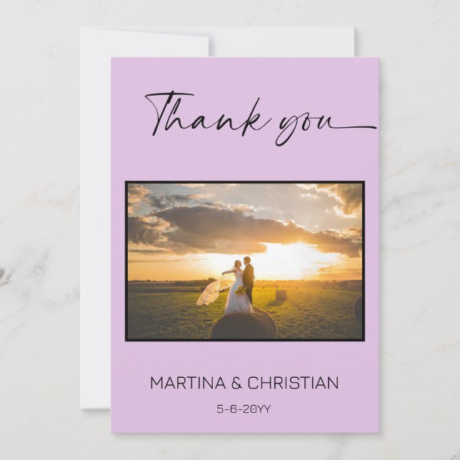 Carte Photo du Merci Mariage de lavande (Devant)