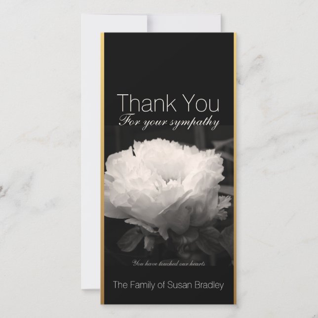 Carte photo du Merci V de sympathie de la pivoine (Devant)