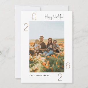 Carte photo du Nouvel An 2023 d'or