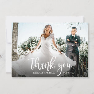 Carte Photo Elegant Calligraphie Mariage Merci