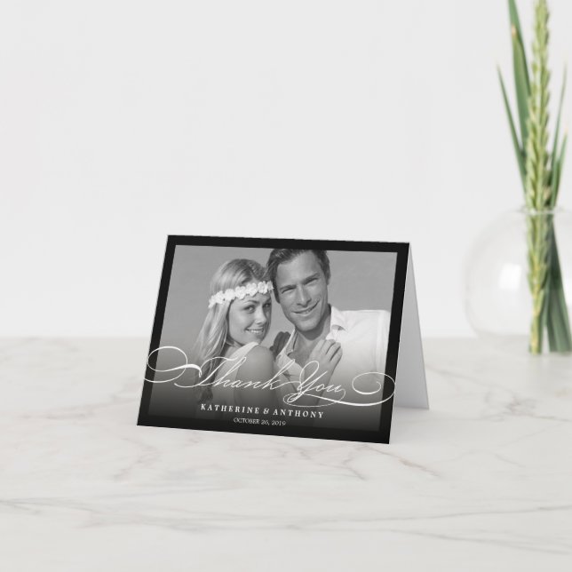 Carte photo élégant simple de mariage de manuscrit (Devant)