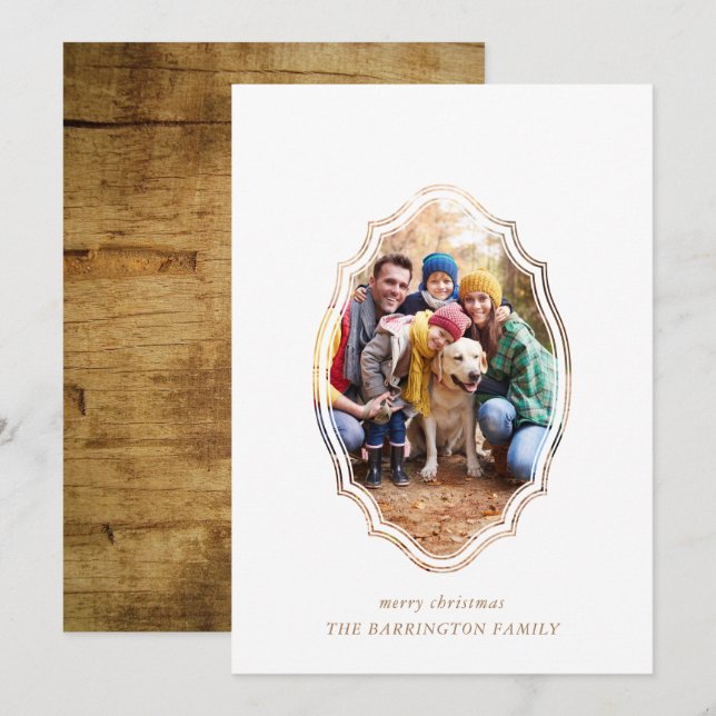 Carte Photo En Bois Et Blanc Minimal Moderne (Devant / Derrière)