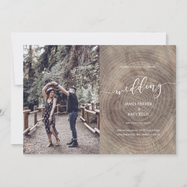 Carte photo en bois rustique (Devant)