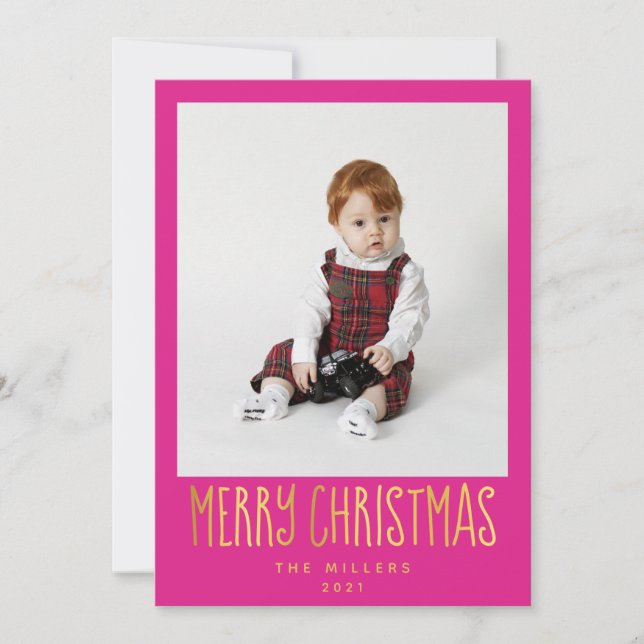 Carte photo en verre rose pour Noël & Vacances (Devant)