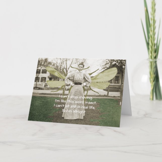 Carte Photo et citation d'une femme d'insectes Fidgety d (Devant)