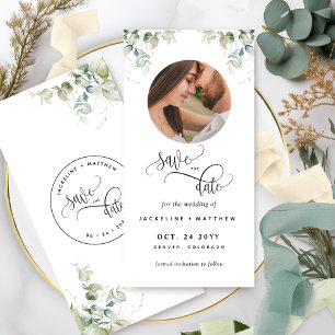 Carte Photo et mariage verdoyant Enregistrer la date Sig
