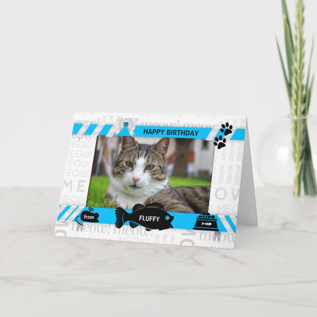 Carte Photo et nom de l'animal de compagnie Blue Birthda (Devant)