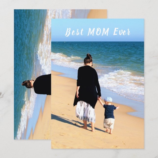 Carte Photo et texte personnalisés - Best DAD Ever - (Devant / Derrière)