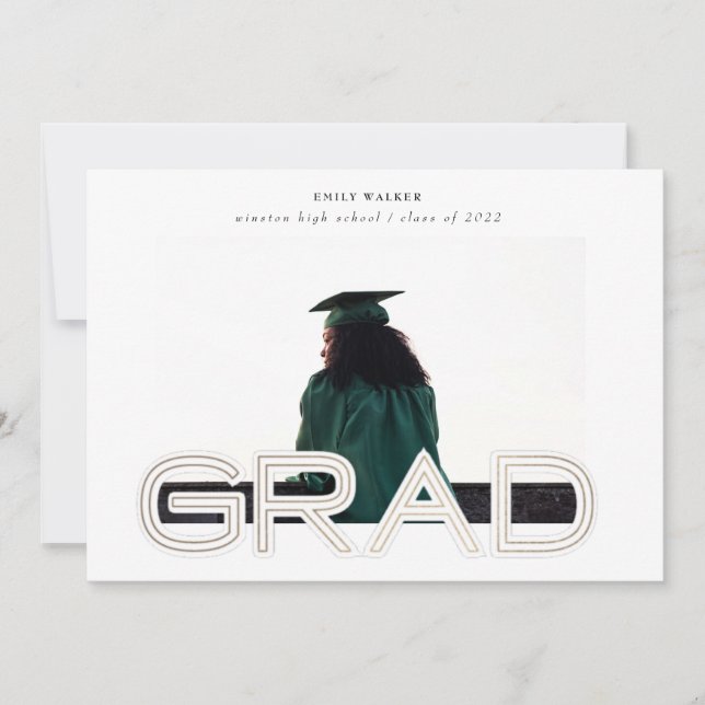 carte photo faire-part de graduation de script gra (Devant)