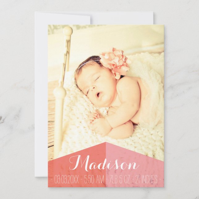 Carte photo Faire-part de naissance Aztec Baby Gir (Devant)