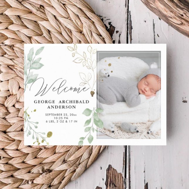 Carte photo Faire-part de naissance de verdure (Créateur téléchargé)