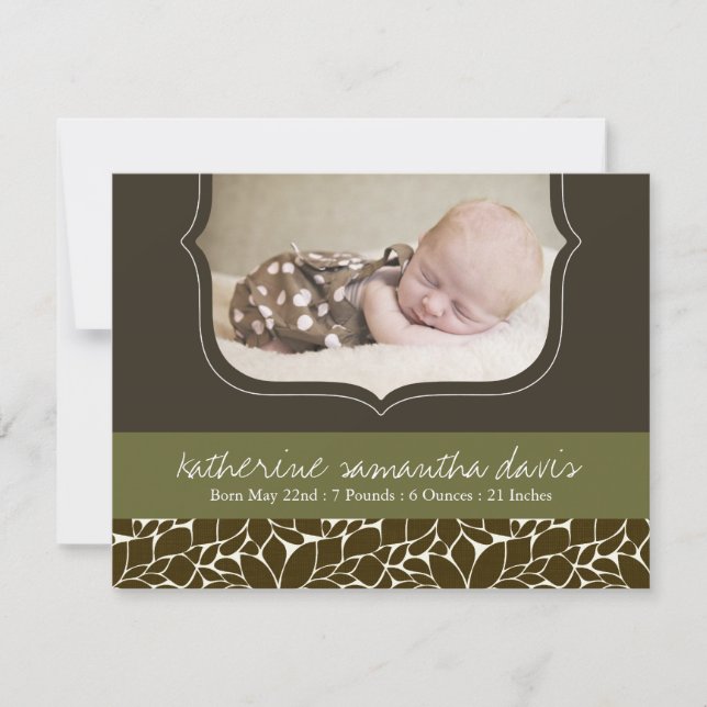 Carte photo Faire-part de naissance élégant (Devant)