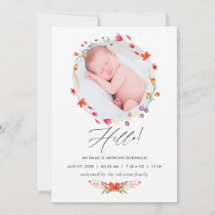 Carte photo Faire-part de naissance Fleur sauvage 