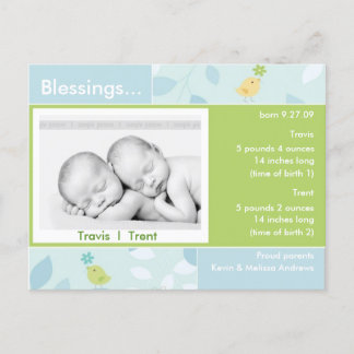 Carte photo Faire-part de naissance jumeaux