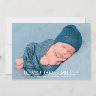 Carte photo Faire-part de naissance simple et élég