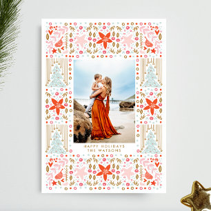 Carte photo Festive Bold Foliage Frame de Noël
