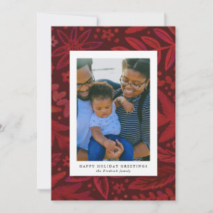 Carte photo Festive Red Botanical Holiday