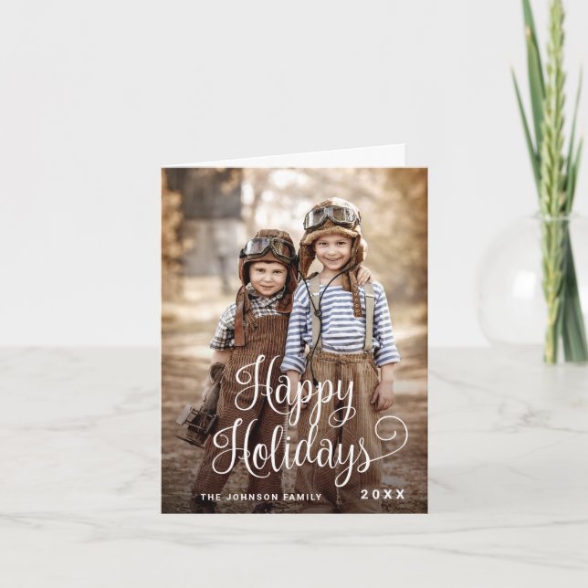 Carte PHOTO Fêtes Joyeuses Moderne Salutation de Noël (Devant)