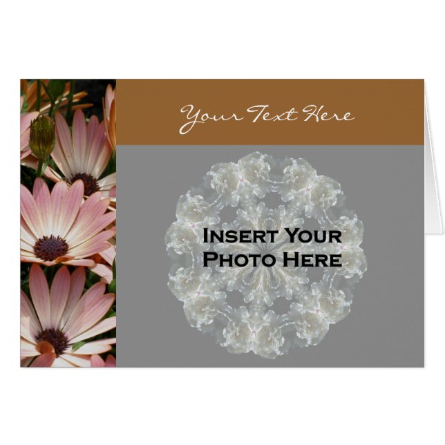 Carte photo floral rose africain (Devant horizontal)