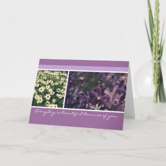 Carte Photo florale d'orchidée pourpre vintage et de