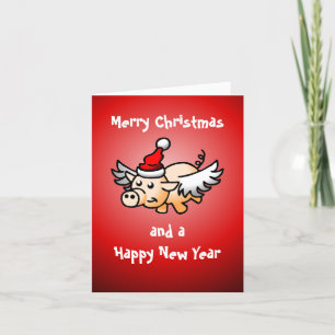 Carte photo Flying Pig Christmas