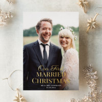 Carte photo FOIL Elegant First Married Christmas