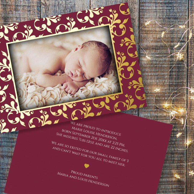 Carte photo Foil Faire-part de naissance (Créateur téléchargé)