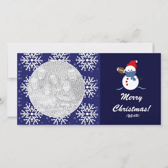 Carte photo - Football Snowman de Noël (Devant)