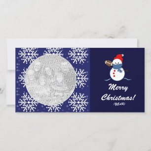carte photo - Football Snowman de Noël