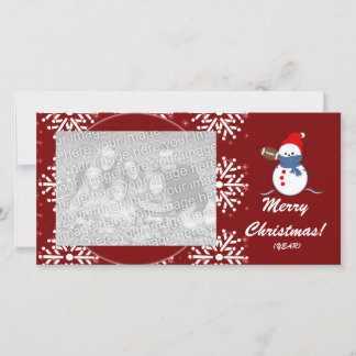 Carte photo - Football Snowman de Noël