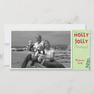 Carte photo gai de Noël de houx