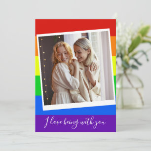 Carte Photo Gay Couple Personnalisée Arc-en-ciel Romanti
