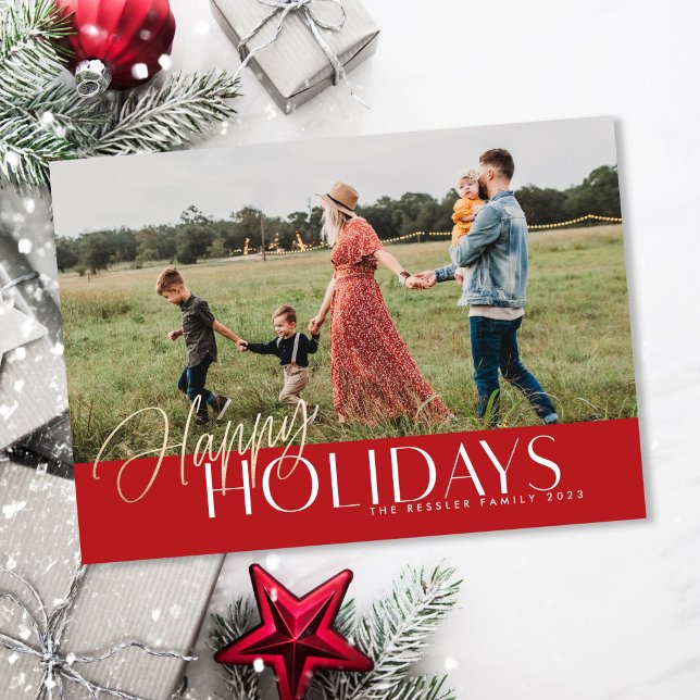 Carte photo Gold Happy Holidays (Créateur téléchargé)