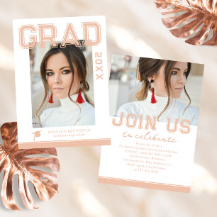 Carte Photo Graduation Party Élégant Script moderne