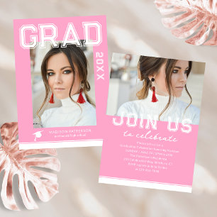 Carte Photo Graduation Party Élégant Script moderne