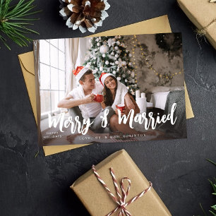 Carte Photo H minimaliste Joyeuse et mariée