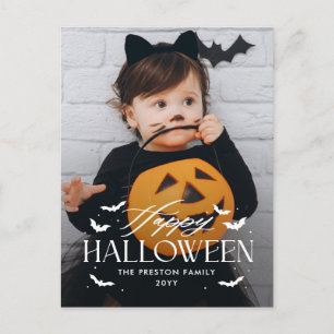 Carte photo Halloween avec superposition de chauve