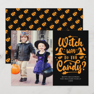 Carte Photo Halloween Joyeux avec Sorcière pour Bo