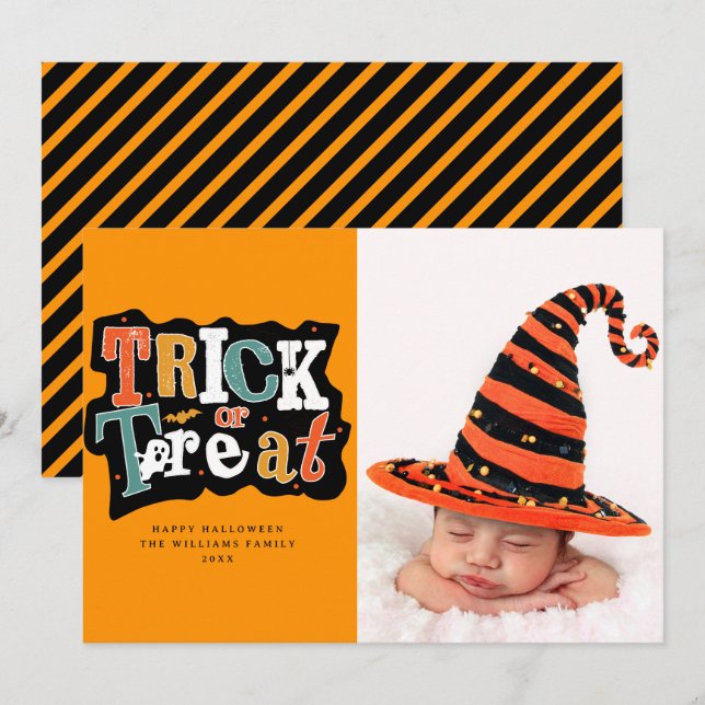Carte Photo Halloween Ou Trick (Devant / Derrière)
