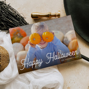 Carte photo Halloween rétro Script