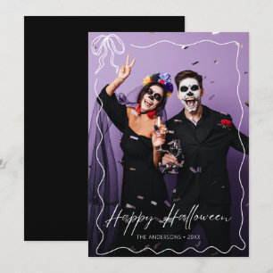 Carte Photo Halloween Whimsical Bow Frame Happy