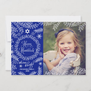 Carte photo Hanoukka Blue Foliage